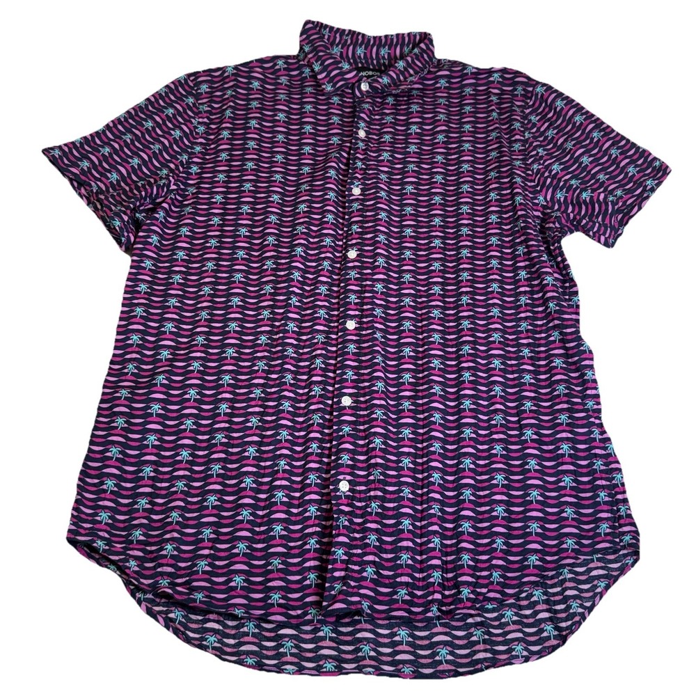 Bonobos Riviera Short Sleeve Shirt Palm Tree Print Size XL Long